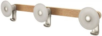  Slim wood appendiabiti da muro a 3 posti su base legno