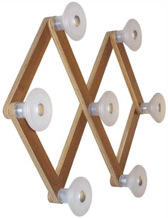 Extended Wood appendiabiti da muro a 7 posti su base legno estensibile